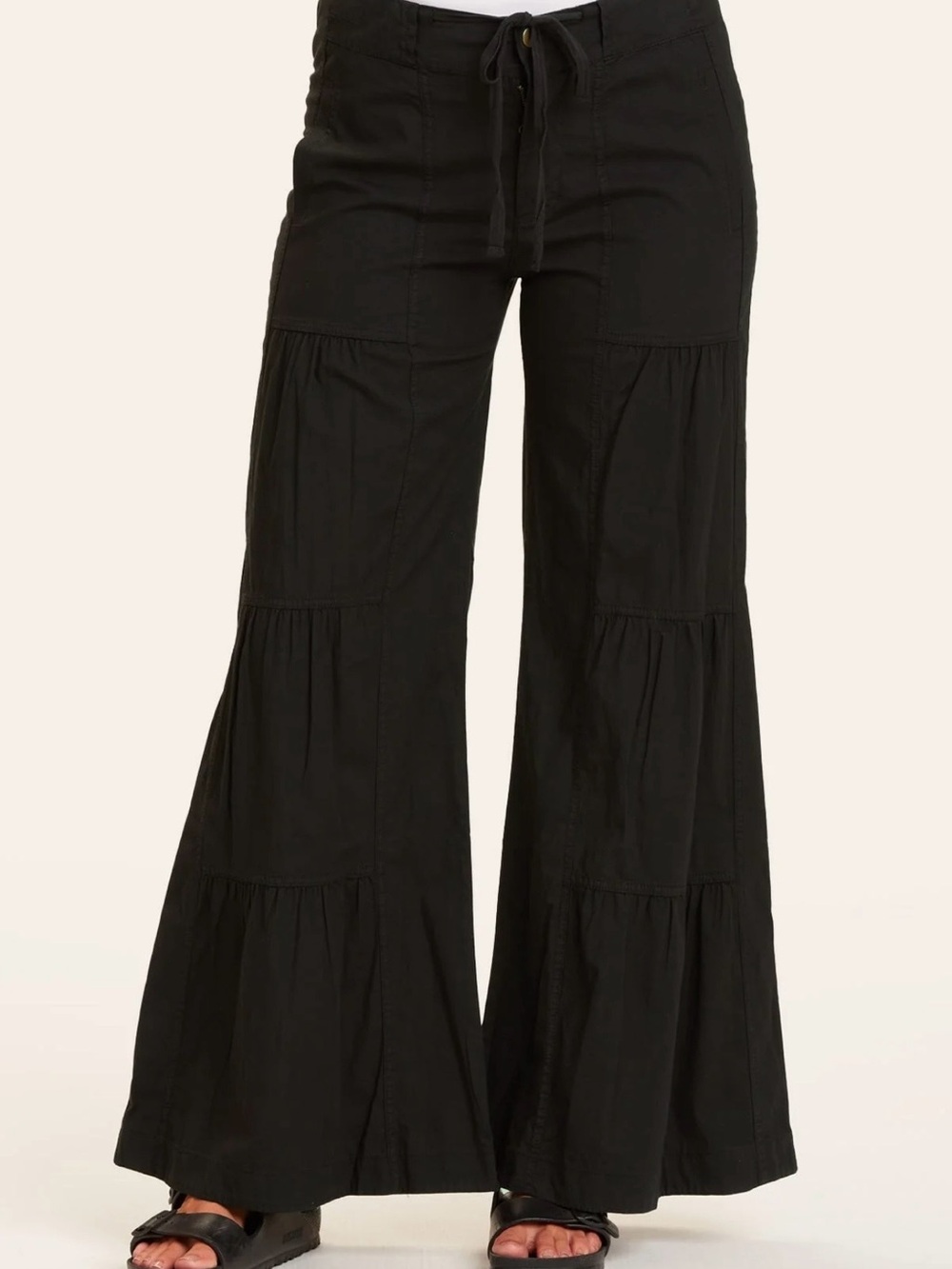 Wearables Wide‑Leg Tiered Drawstring Pants by XCVI— Black 1X never worn